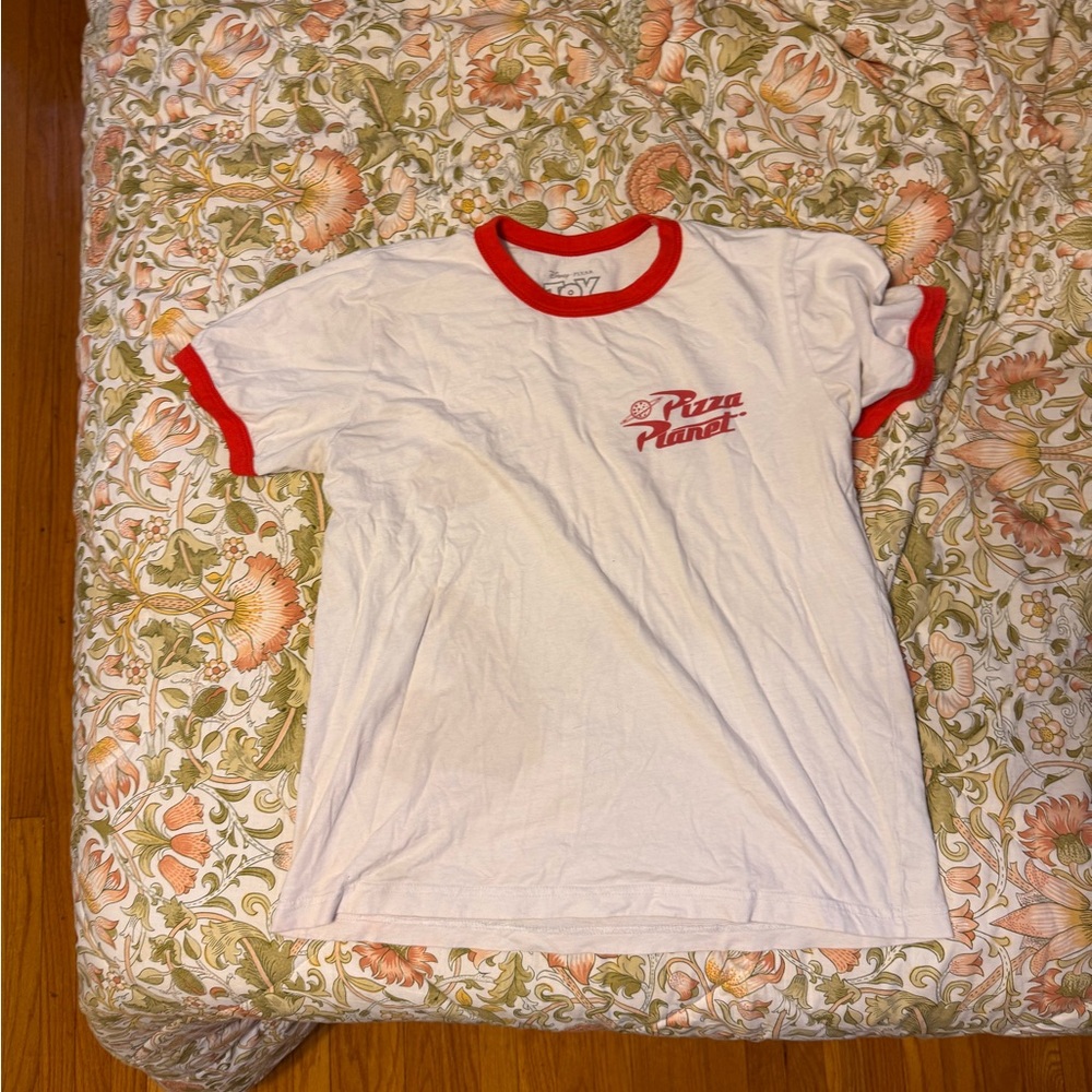 Hot Topic White and Red Pizza Planet Tee